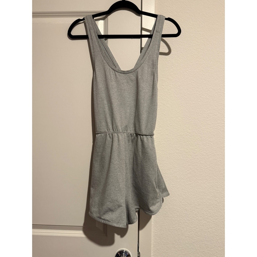 Vuori Lux Romper Heather Grey Cross Back Activewear Jumpsuit VW3037 Small